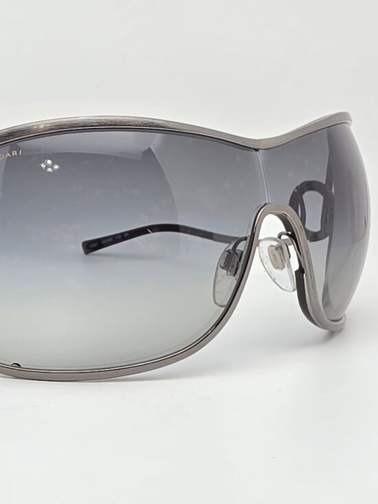 Bvlgari 6027 103 Gunmetal Frame Blue Gradient Lens Oversized Shield Sunglasses main image 4